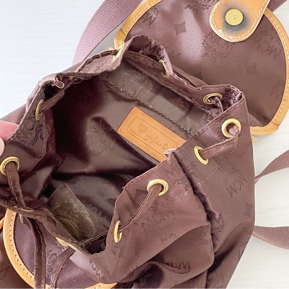 MCM brown visetos nylon and leather small backpack - Picture 7 of 11